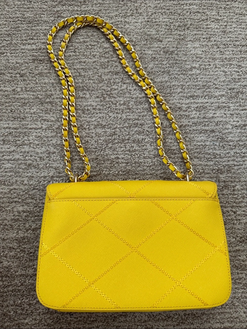 Tory Burch Bright Yellow Quilted Chain Shoulder Bag